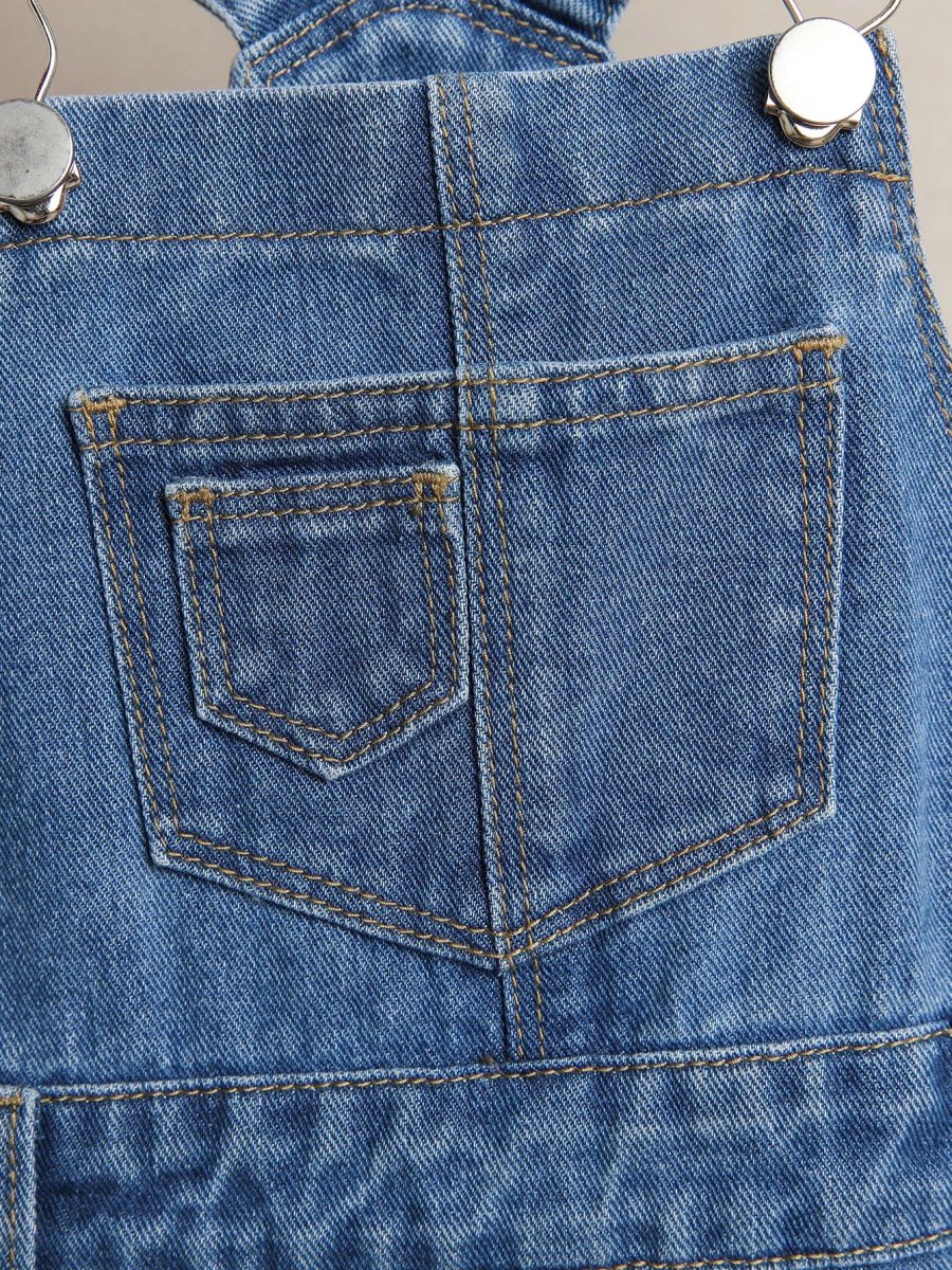 H4896P Niñito Petos mezclilla con parche con bolsillo - Imagen 6