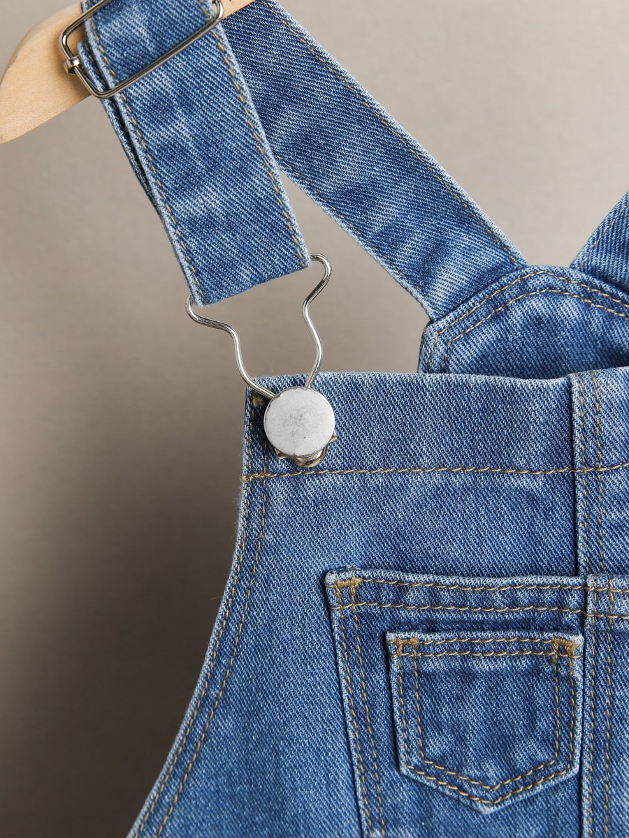 H4896P Niñito Petos mezclilla con parche con bolsillo - Imagen 8