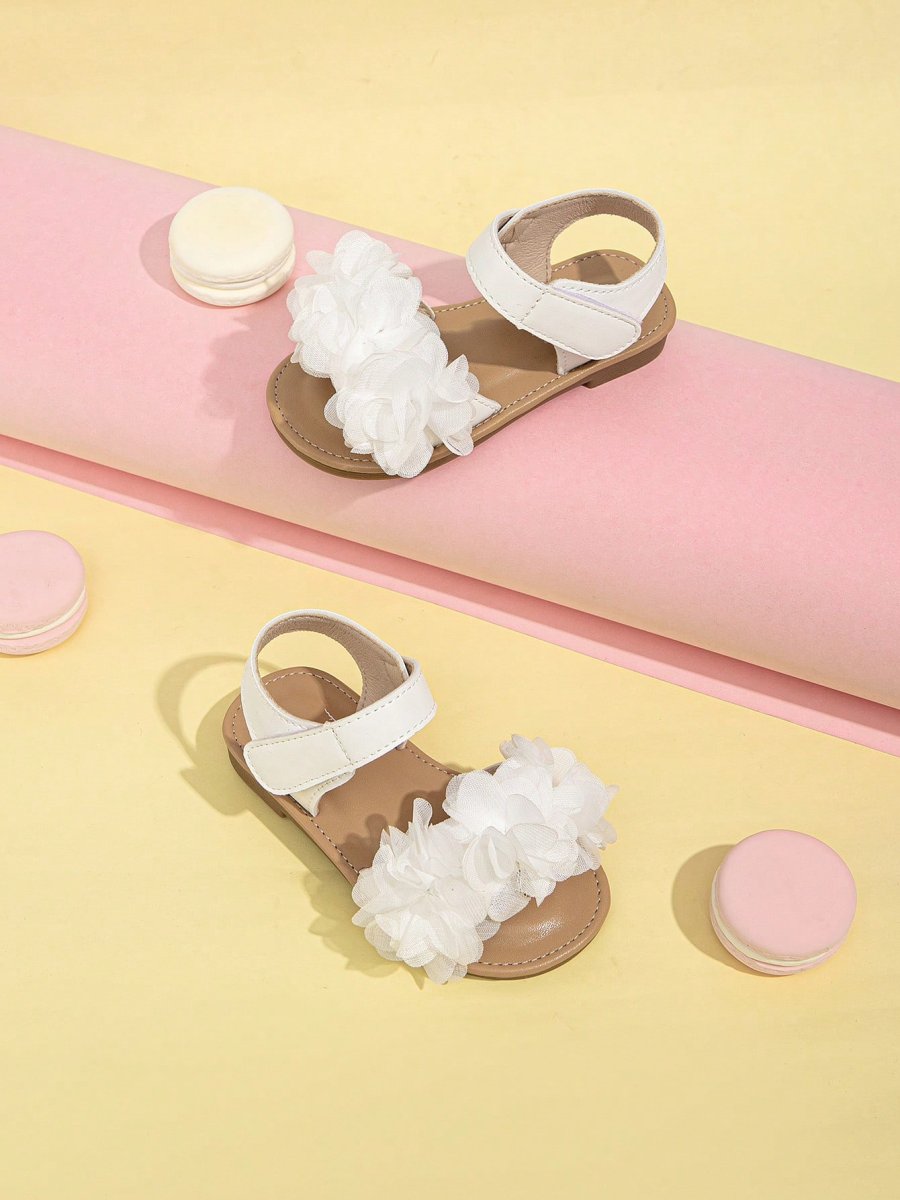 H3250P Chicas Sandalias con correa en el tobillo con diseño de flor cierre de gancho y bucle para exterior - Imagen 4