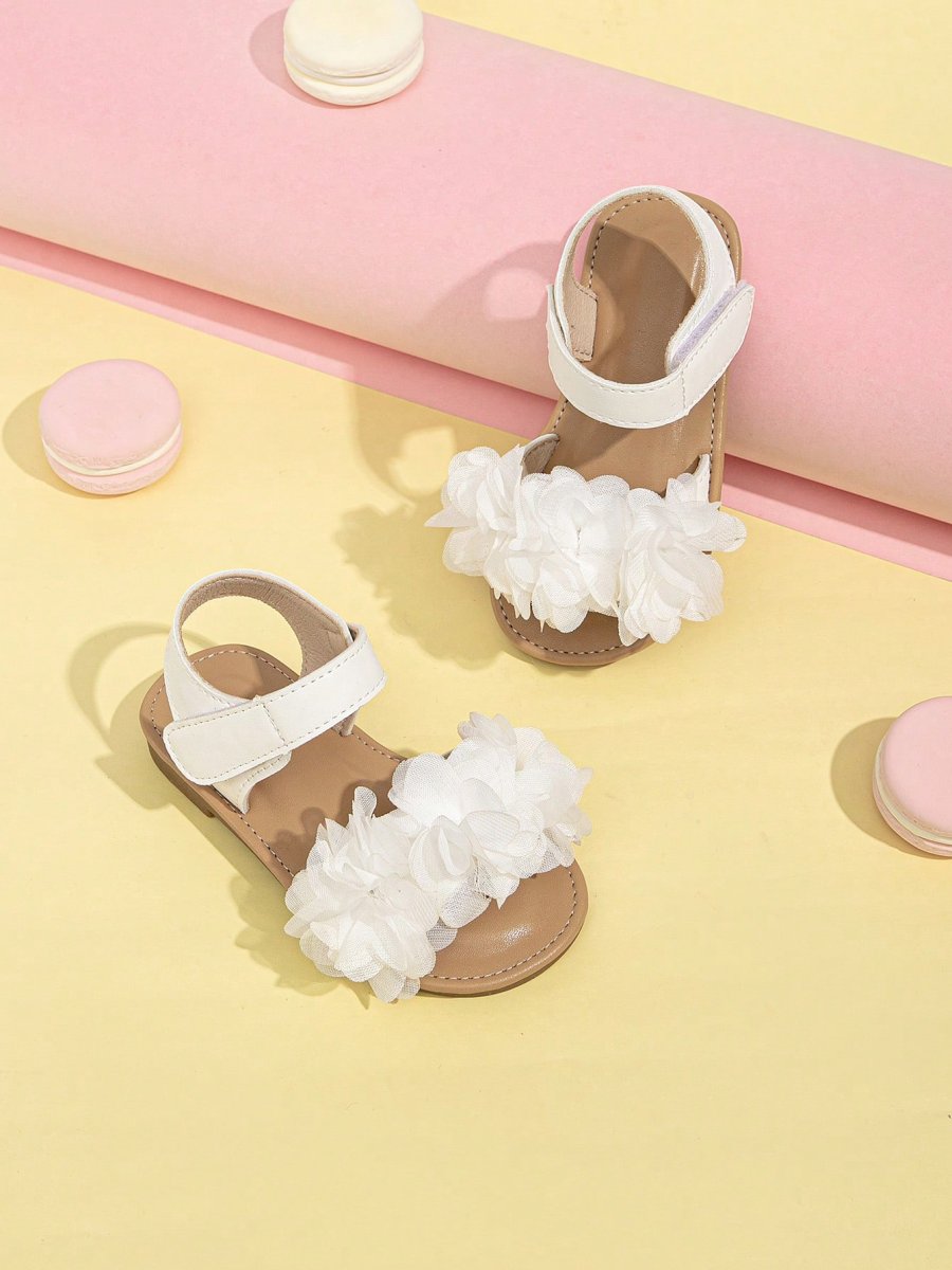 H3250P Chicas Sandalias con correa en el tobillo con diseño de flor cierre de gancho y bucle para exterior - Imagen 5