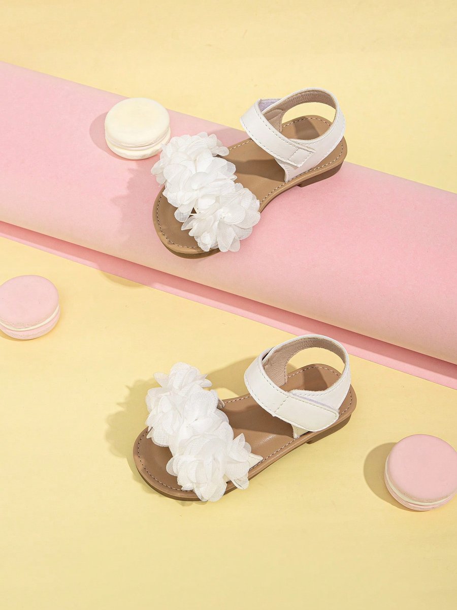 H3250P Chicas Sandalias con correa en el tobillo con diseño de flor cierre de gancho y bucle para exterior - Imagen 6