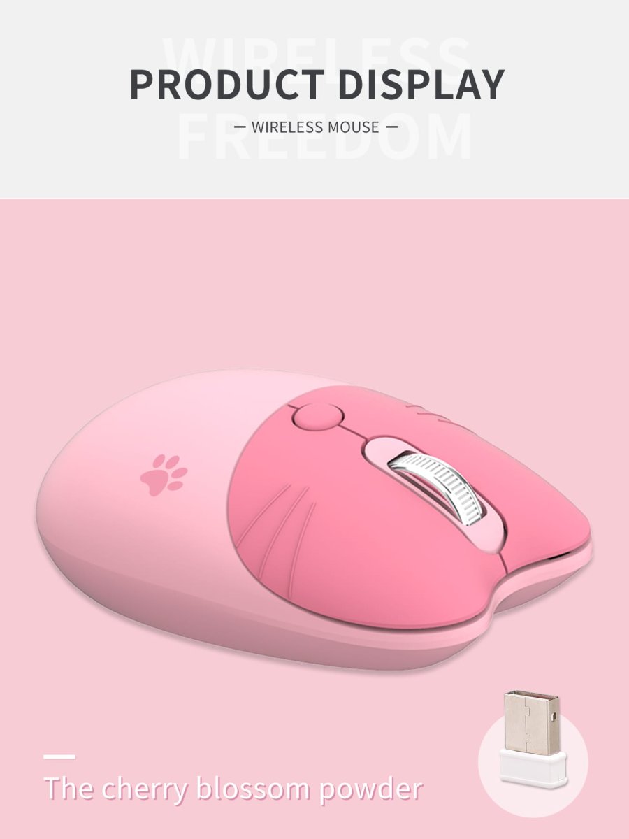 H4562P MOFII Ratón Inalámbrico M3 con Patrón De Pata De Gato Lindo Y Ligero Y Forma De Oreja De Gato, Adecuado Para Windows, PC, Computadoras Portátiles, Computadoras De Escritorio, Rosa - Imagen 3