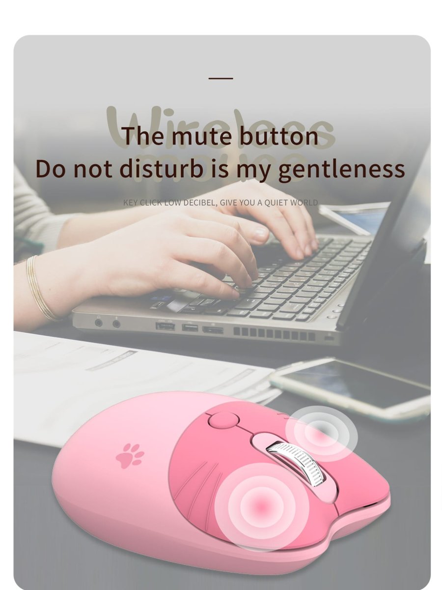 H4562P MOFII Ratón Inalámbrico M3 con Patrón De Pata De Gato Lindo Y Ligero Y Forma De Oreja De Gato, Adecuado Para Windows, PC, Computadoras Portátiles, Computadoras De Escritorio, Rosa - Imagen 6