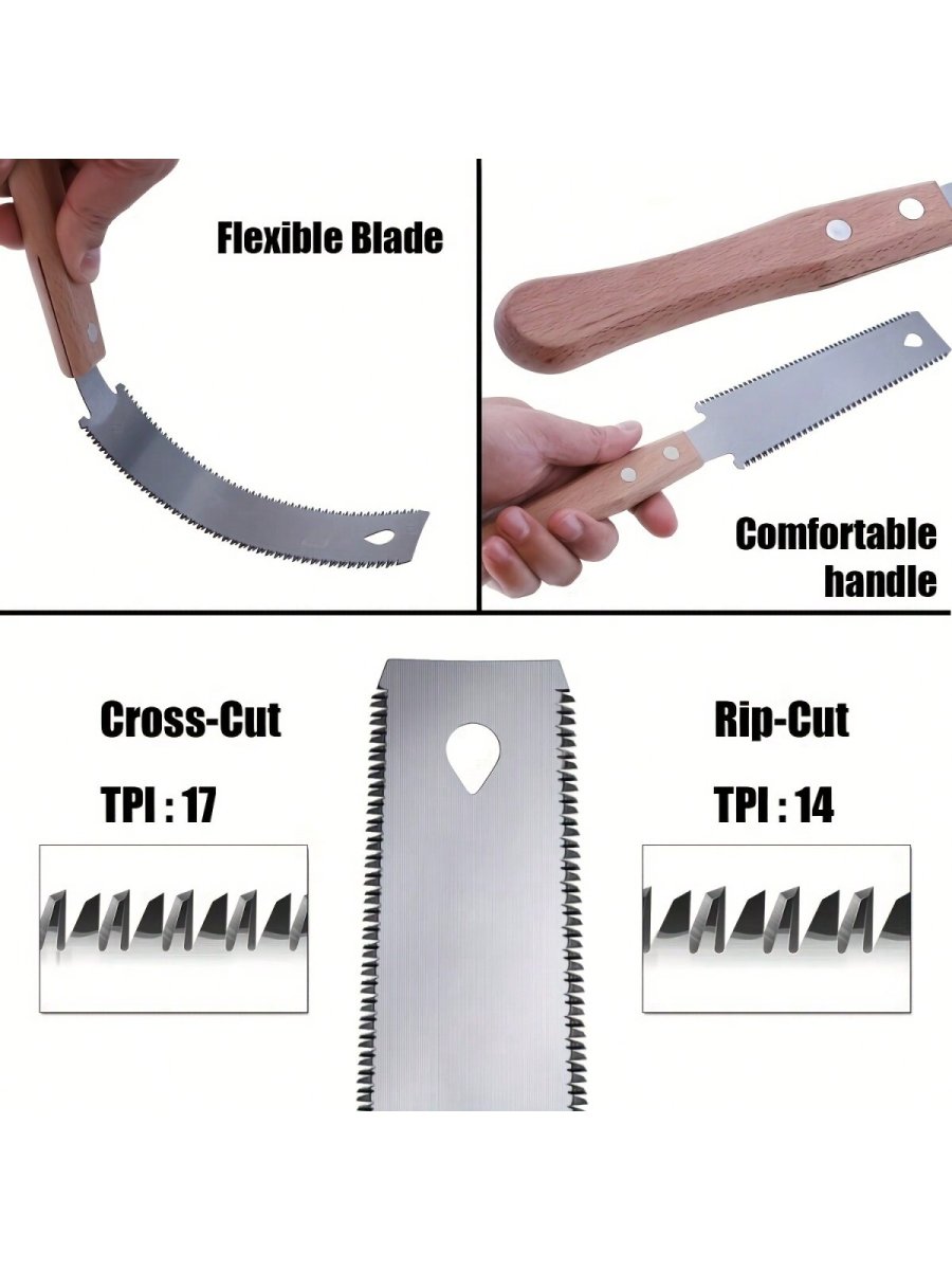 H5599P Sierra Japonesa De Mano De 6 Pulgadas De Doble Filo, Con Cuchilla Flexible, Mango De Madera De Haya Para Un Corte Suave Para Herramientas De Carpintería - Imagen 7