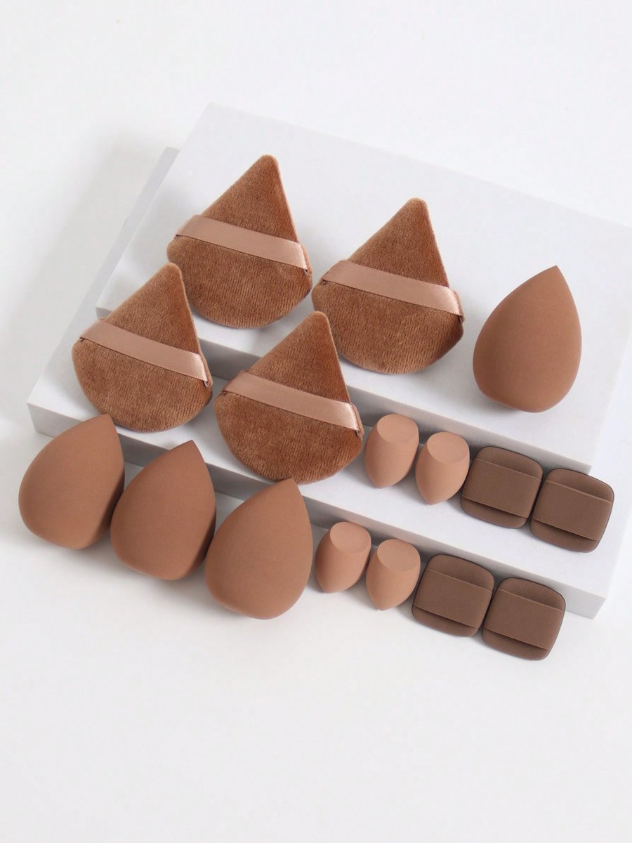 H5551P Set De 16 Herramientas De Cosmética, Incluye 4 Esponjas Sueltas Para Polvo Triangulares Y 4 Beauty Blender Y 4 Mini Beauty Blender Y 4 Esponjas Para Polvo Air Cushion Mini, Hechas De Terciopelo Ultra Suave, Diseñadas Especialmente Para Contornear, Área De - Imagen 7