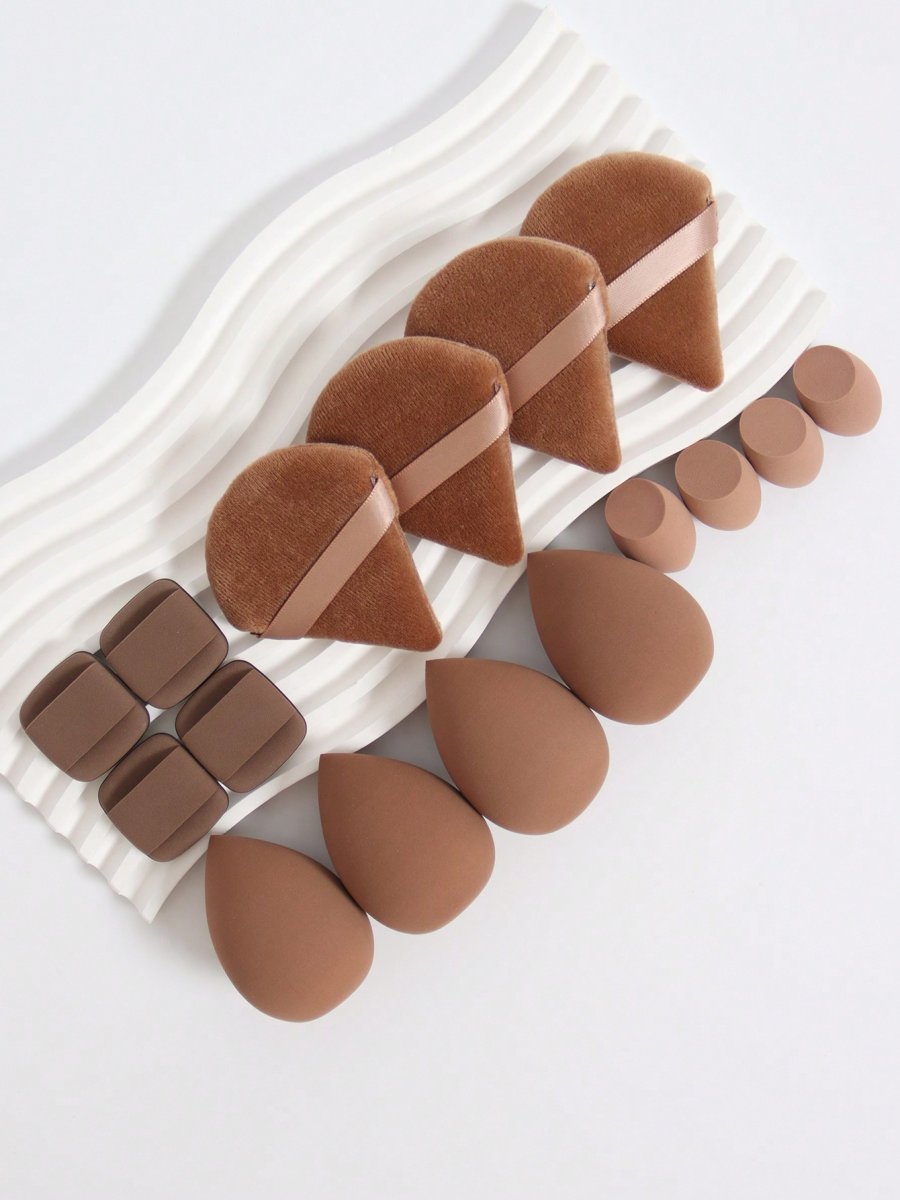 H5551P Set De 16 Herramientas De Cosmética, Incluye 4 Esponjas Sueltas Para Polvo Triangulares Y 4 Beauty Blender Y 4 Mini Beauty Blender Y 4 Esponjas Para Polvo Air Cushion Mini, Hechas De Terciopelo Ultra Suave, Diseñadas Especialmente Para Contornear, Área De - Imagen 6