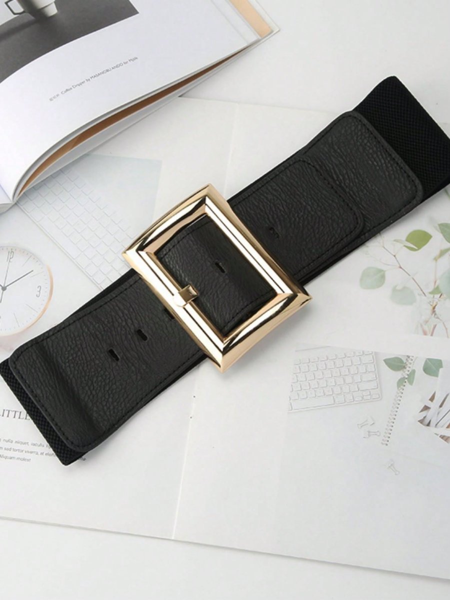 H1285P 1 Pieza Cinturón De Cintura De Hebilla Cuadrada De Estilo Europeo Y Americano Para Mujer, Cinturón Corset Elástico Ancho Con Abrigo Decorativo - Imagen 8