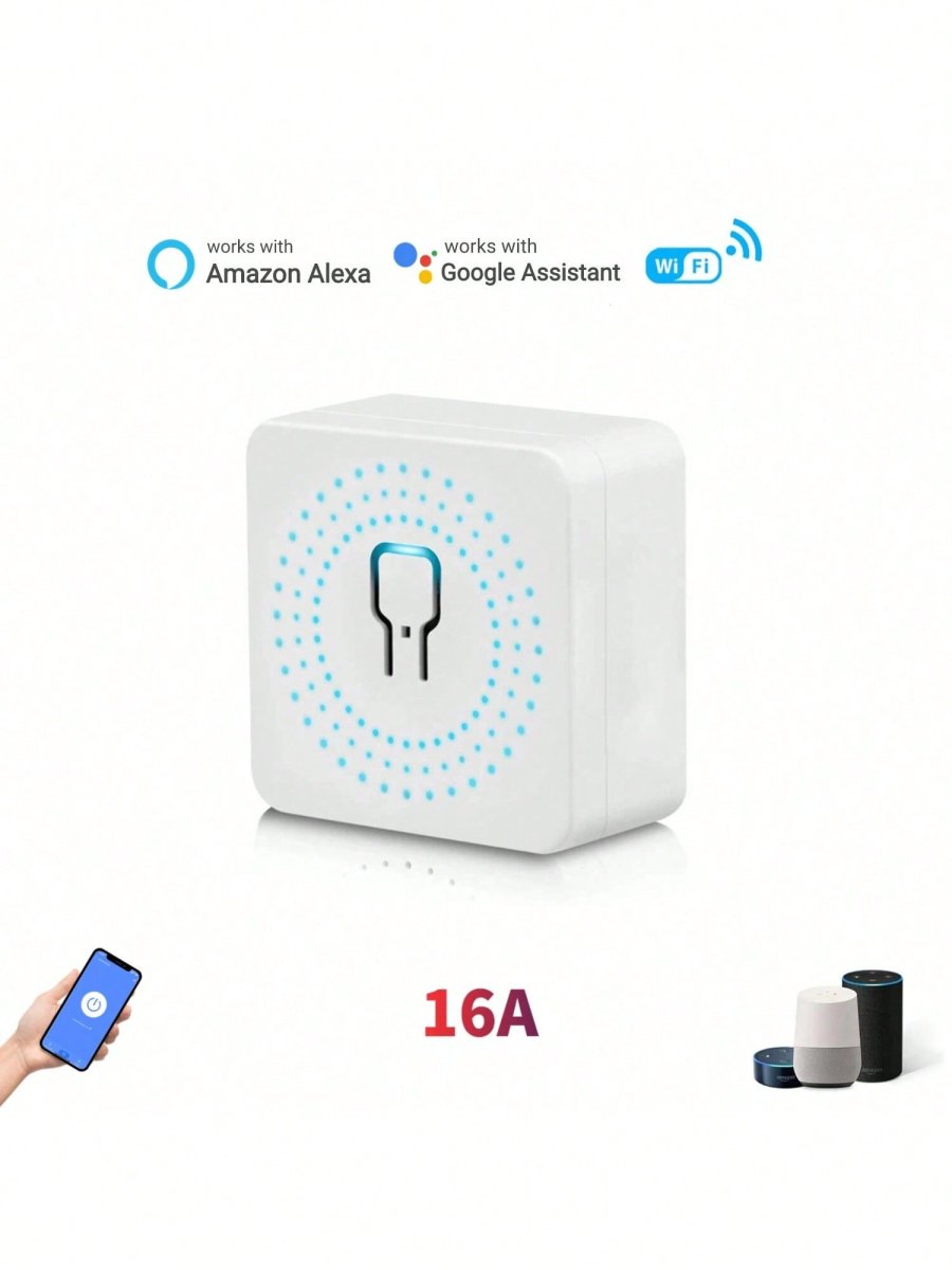 H1785P 1 pieza Interruptor inteligente WiFi Mini 16A, Interruptor de relé inteligente DIY, compatible con la aplicación Cozylife/Apple HomeKit, compatible con Alexa y Home, control remoto inalámbrico, con función de temporizador de citas