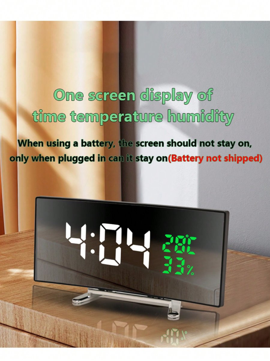 H5323P Reloj despertador digital, radio HiFi FM, reloj despertador LED digital con carga USB, altavoz Bluetooth 5.0 portátil recargable, reloj con espejo para leer y viajar - Imagen 8