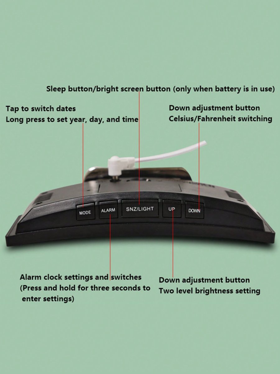 H5323P Reloj despertador digital, radio HiFi FM, reloj despertador LED digital con carga USB, altavoz Bluetooth 5.0 portátil recargable, reloj con espejo para leer y viajar - Imagen 6