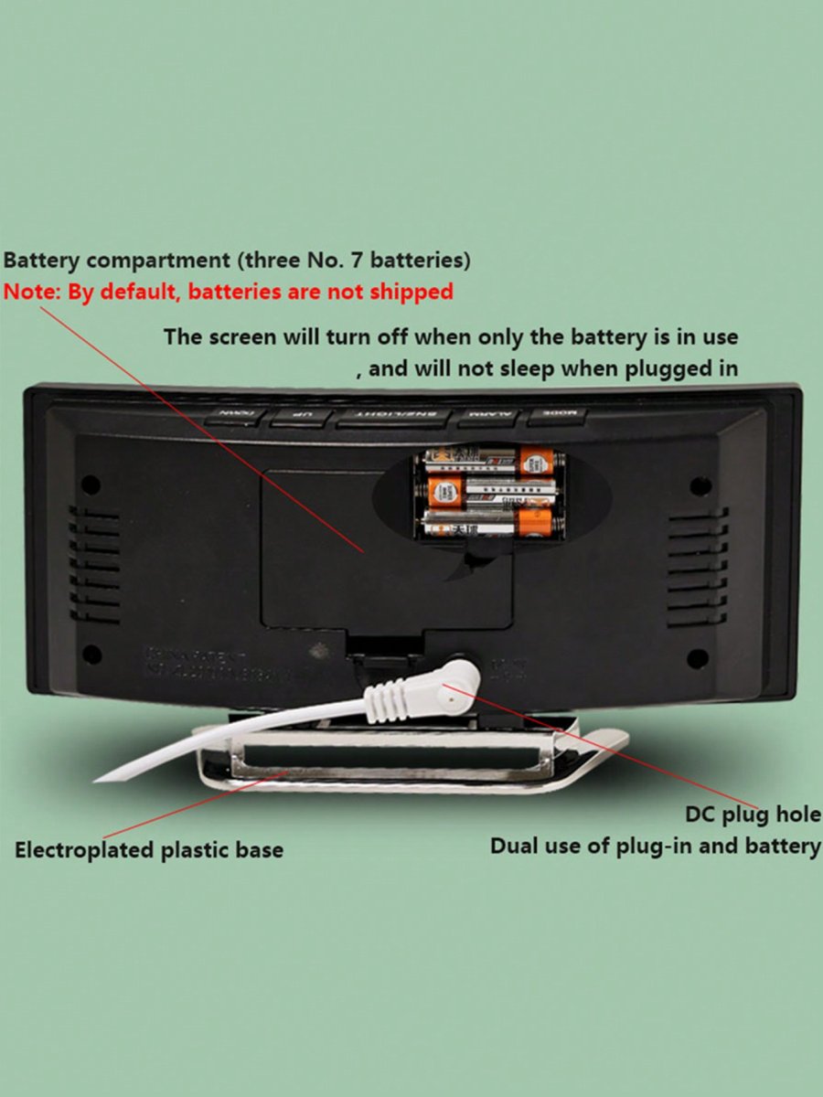 H5323P Reloj despertador digital, radio HiFi FM, reloj despertador LED digital con carga USB, altavoz Bluetooth 5.0 portátil recargable, reloj con espejo para leer y viajar - Imagen 7