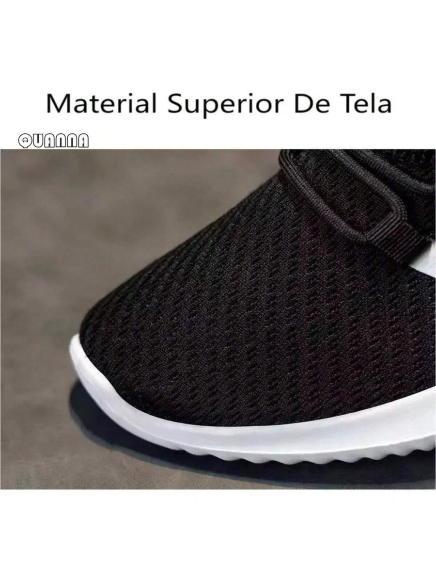 H6214P Zapatillas Deportivas De QUANNA Malla Transpirable Para Hombre,para Adolescentes Talla Grande para Hombres, Zapatos Deportivos Suaves Antideslizante, moda ligera y cómoda negro 43 yardas - Imagen 5