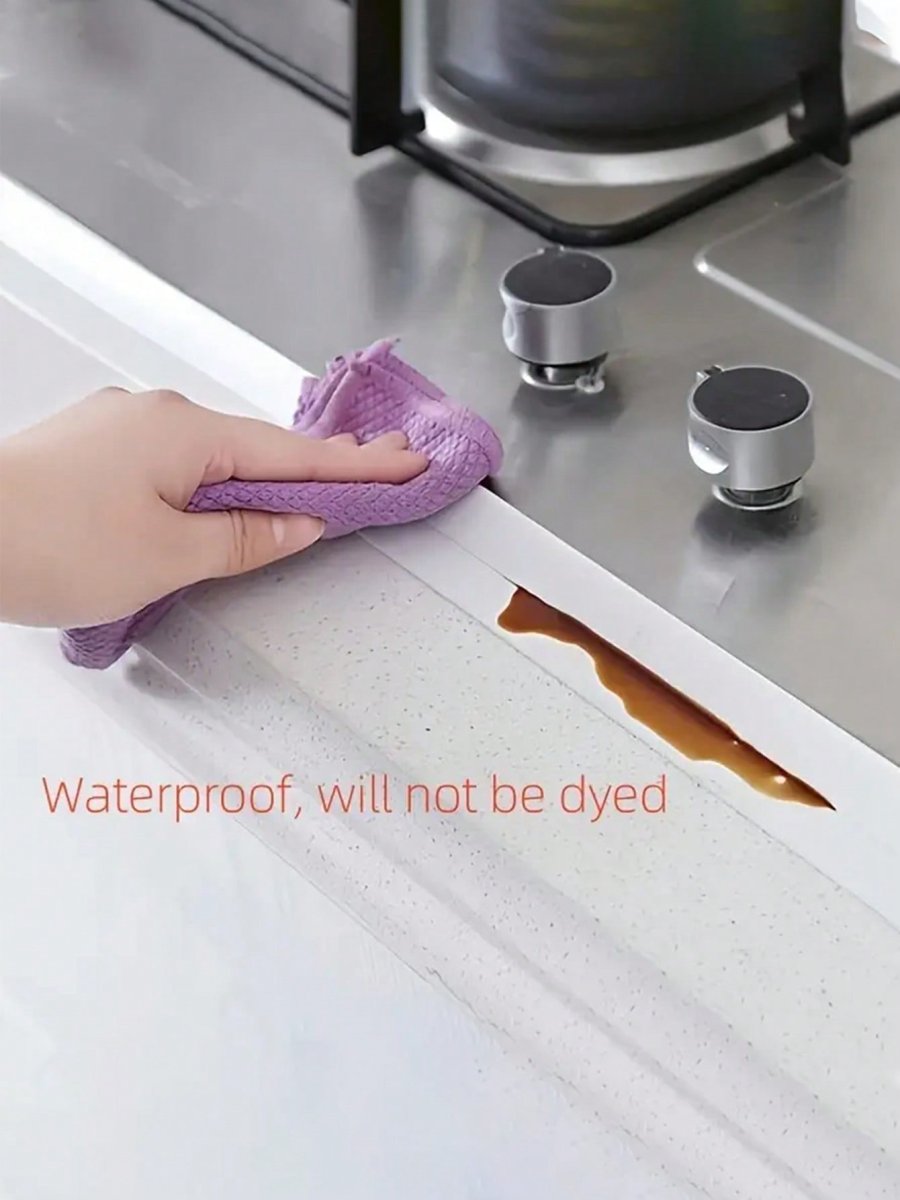 H2000P 1 rollo de cinta blanca impermeable y resistente al moho, tira de sellado autoadhesiva, tira de calafateo, adhesivo de calafateo, cinta de sellado impermeable de calafateo, adhesivo de borde de pared impermeable y de fregadero, suministros de limpieza, di - Imagen 4