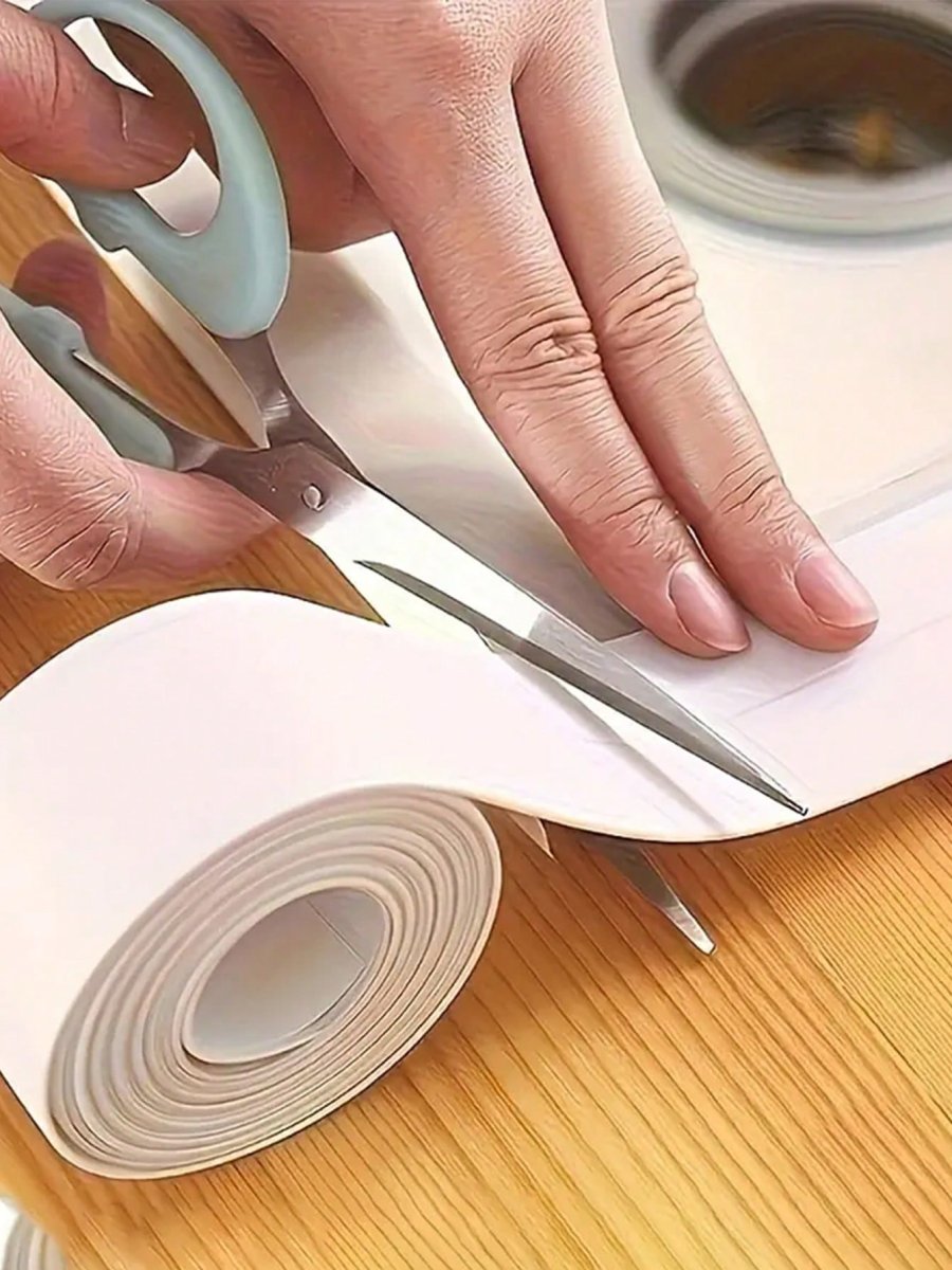 H2000P 1 rollo de cinta blanca impermeable y resistente al moho, tira de sellado autoadhesiva, tira de calafateo, adhesivo de calafateo, cinta de sellado impermeable de calafateo, adhesivo de borde de pared impermeable y de fregadero, suministros de limpieza, di - Imagen 5