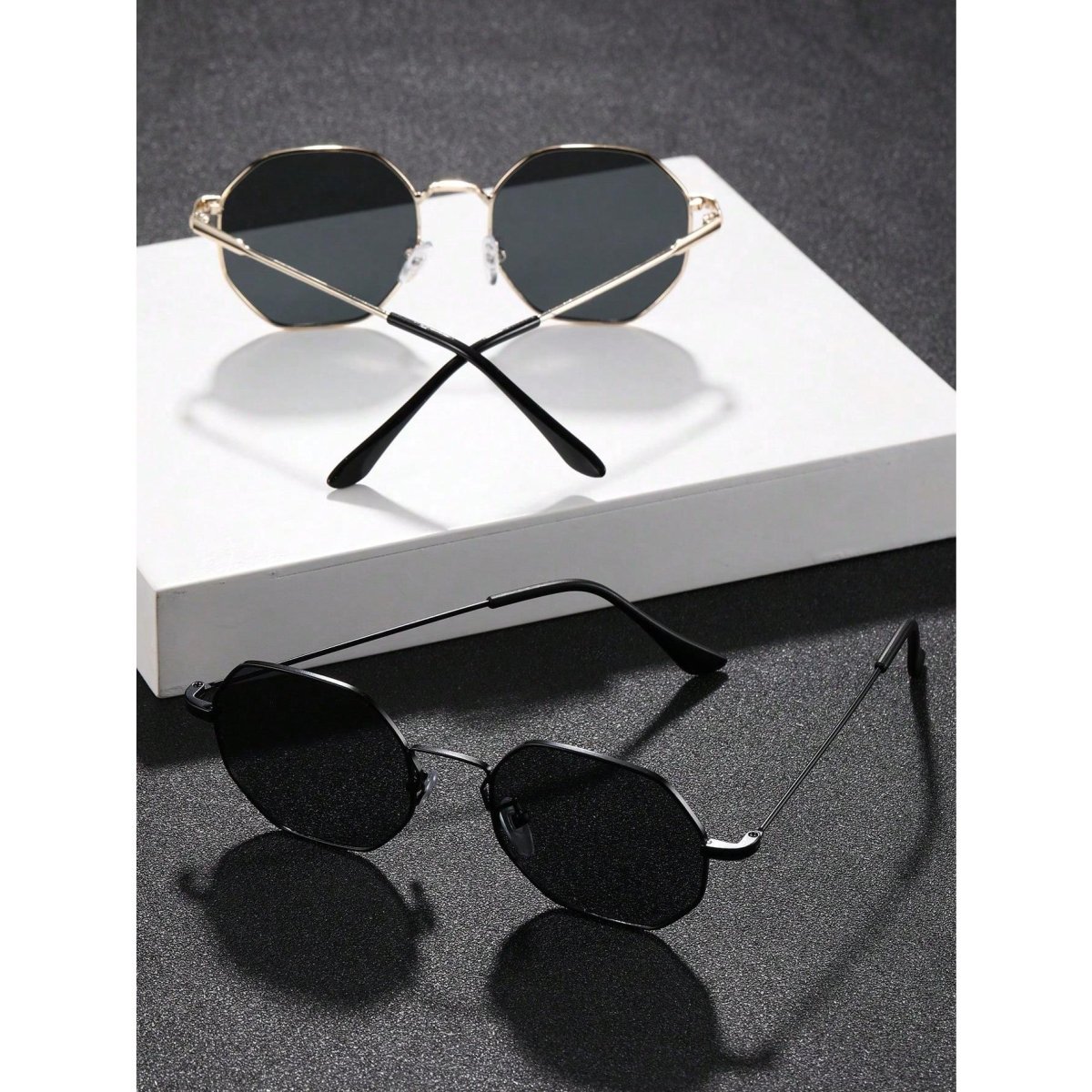 H2101P 2 piezas de gafas de sol casuales vintage geométricas para hombres con montura a la moda para accesorios de campamento de viaje al aire libre - Imagen 5