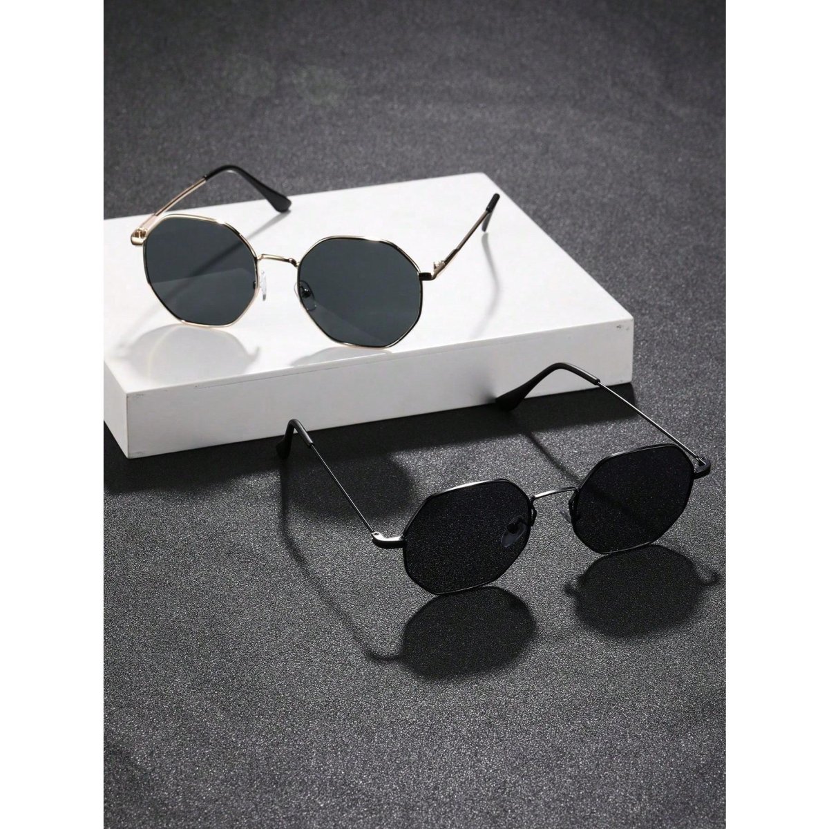 H2101P 2 piezas de gafas de sol casuales vintage geométricas para hombres con montura a la moda para accesorios de campamento de viaje al aire libre - Imagen 4