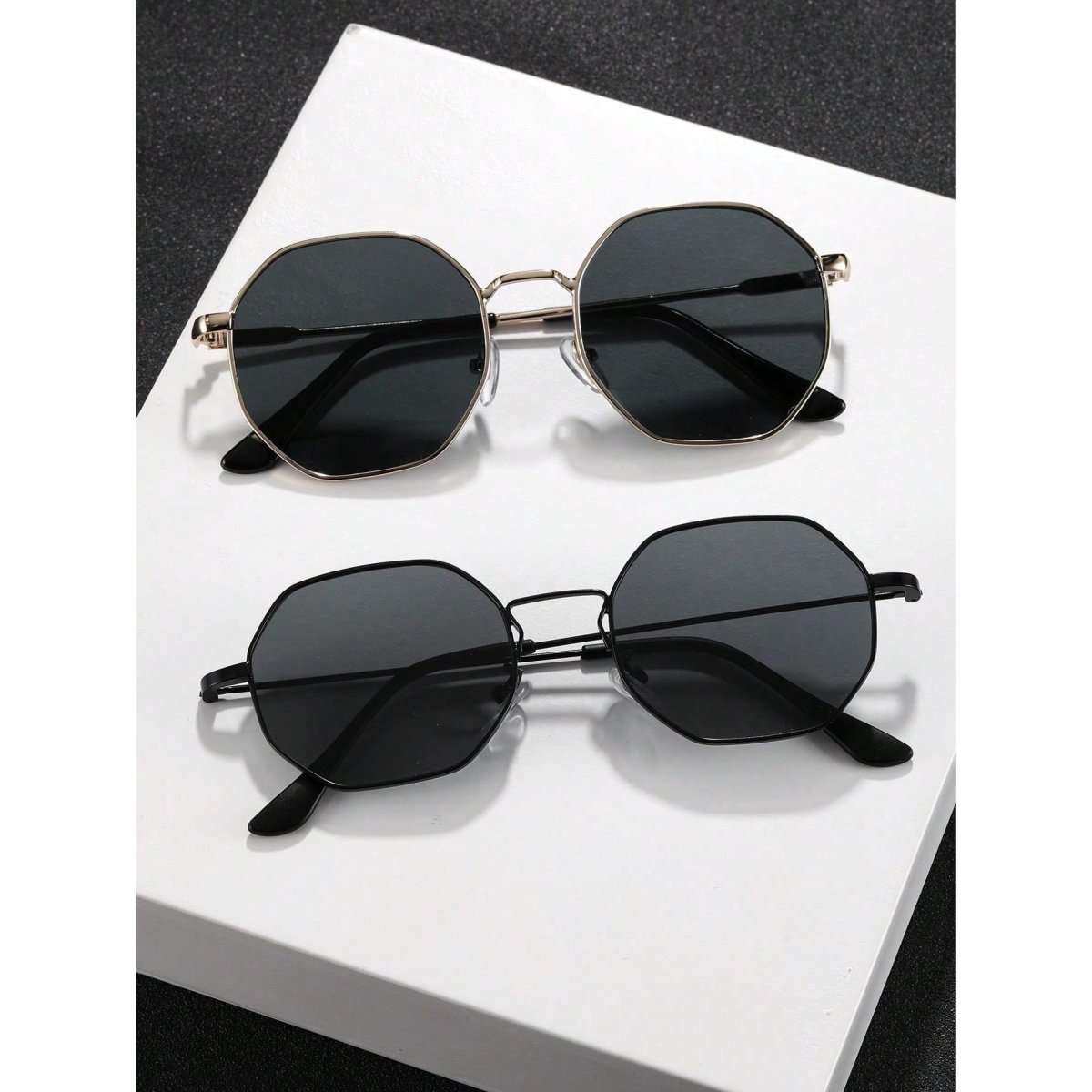 H2101P 2 piezas de gafas de sol casuales vintage geométricas para hombres con montura a la moda para accesorios de campamento de viaje al aire libre - Imagen 2