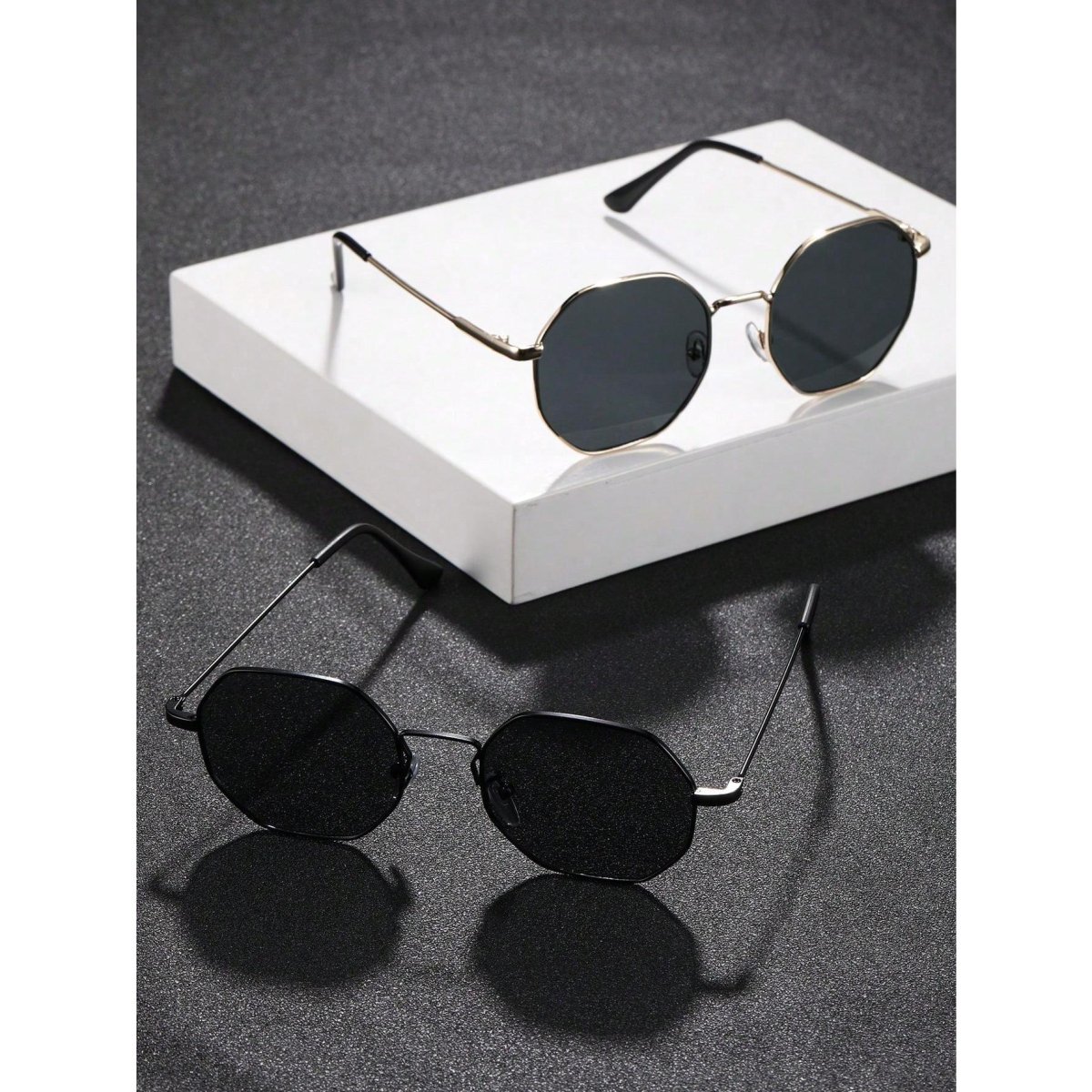 H2101P 2 piezas de gafas de sol casuales vintage geométricas para hombres con montura a la moda para accesorios de campamento de viaje al aire libre - Imagen 3