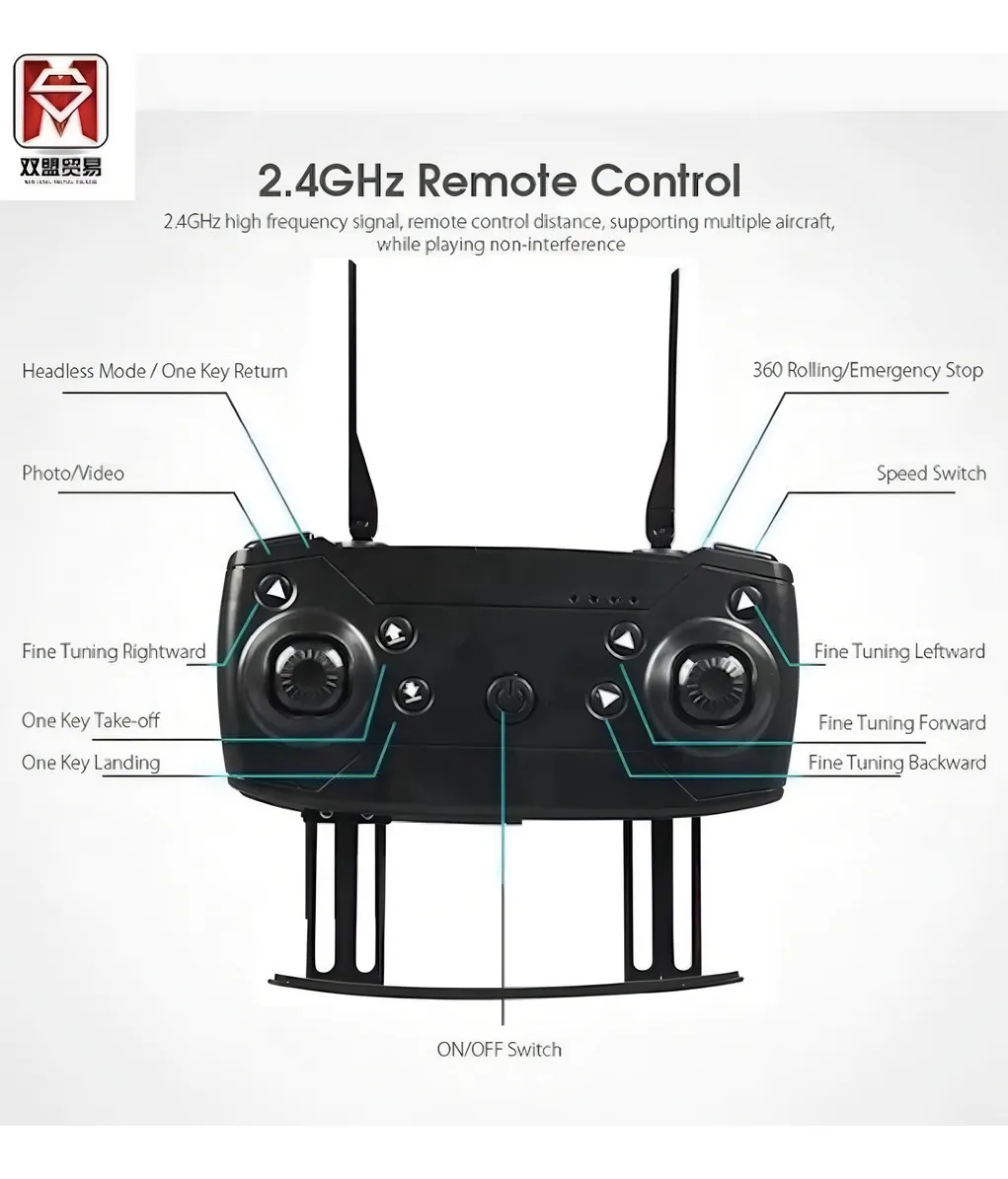 Drone 998 Plegable Con Camara Ideal Para Principiantes Negro HD 2.4 GHz - Imagen 3