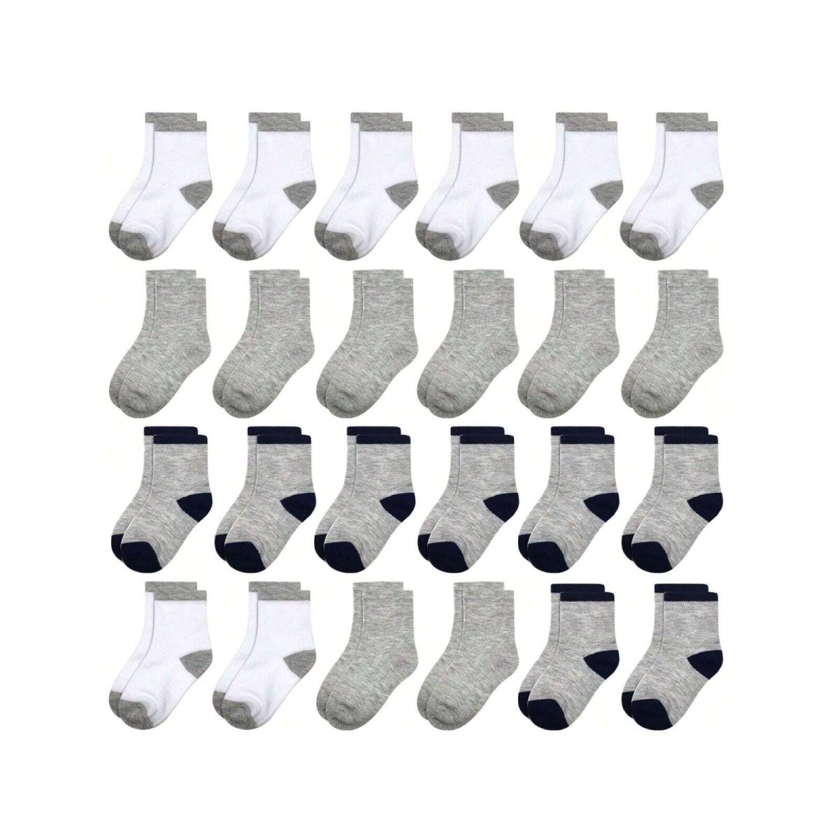 H2970P Calcetines Para Niños, 24 Pares De Tubos Multicolores Para Niños Y Niñas (de 1 A 14 Años), Conjunto De 24 Pares De Calcetines Para Niños Pequeños
