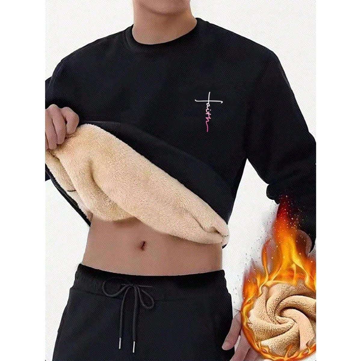 H5688P Sudadera Con Cuello Redondo De Forro Polar Para Hombre Con Estampado De Letras