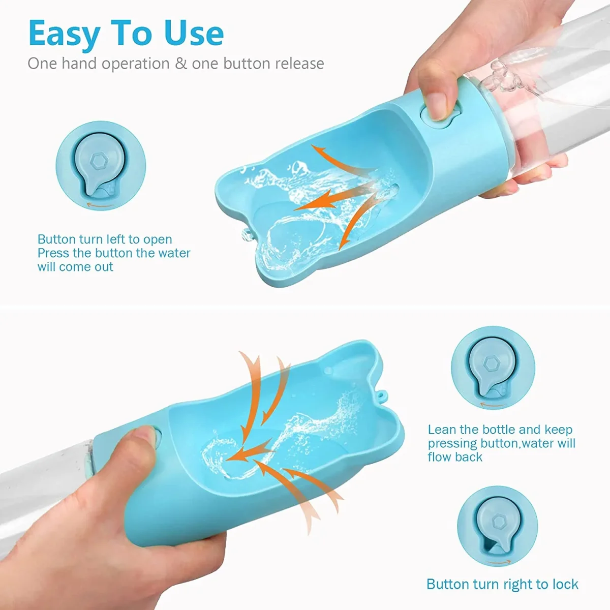 Botella de Agua para Perros Portátil con Filtro, Dispensador de Agua a Prueba de Fugas, Ligera para Viajes - Imagen 4