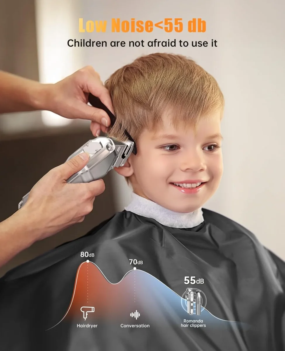 Romanda Juego de cortapelos y recortadores, cortapelos para hombres inalámbricos, juego de cortaúñas y aseo para hombre, juego de cortapelos de peluquerÃa - Imagen 3