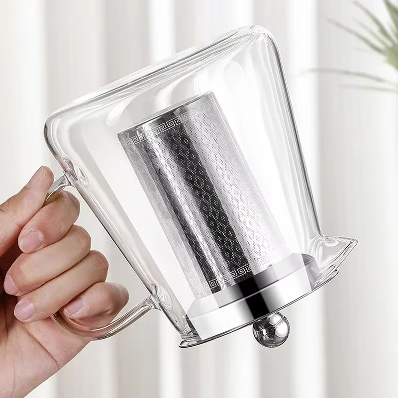 H5914P Tetera de vidrio, tetera de estufa resistente al calor con colador de acero inoxidable, infusor, tetera de Kung Fu adecuada para Cocina de Inducción - Imagen 5