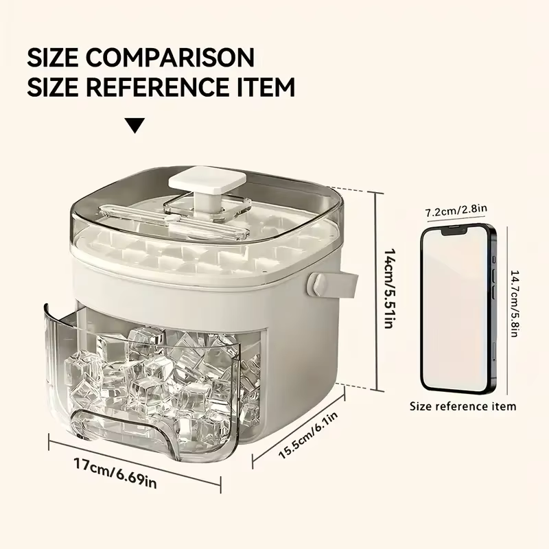 H4860P Máquina de hielo extragrande: bandeja de almacenamiento de plástico de doble capa y de calidad alimentaria, diseño portátil para bebidas, utensilio de cocina esencial. - Imagen 2