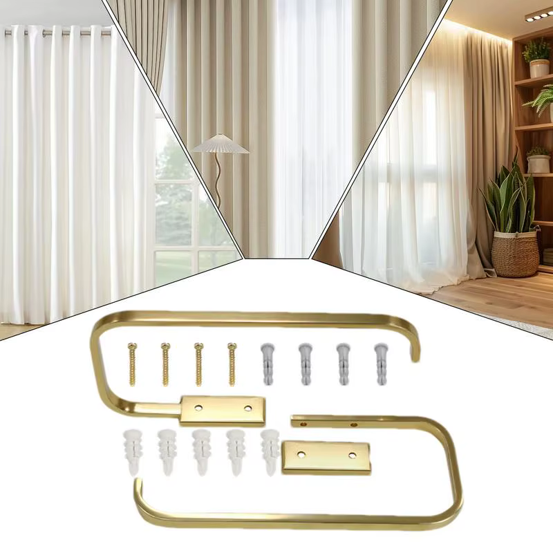 H2384P Alzapaños para cortinas, juego de 2 corbatas para cortinas de parabrisas, cenefa montada en la pared, corbatas decorativas para cortinas de parabrisas de Metal - Imagen 5