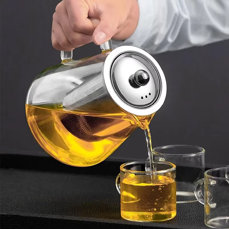H5914P Tetera de vidrio, tetera de estufa resistente al calor con colador de acero inoxidable, infusor, tetera de Kung Fu adecuada para Cocina de Inducción - Imagen 6