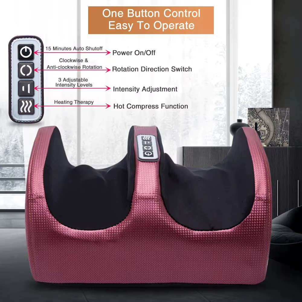 H4631P Masajeador de pies eléctrico de compresión caliente, terapia de calefacción, rodillo de amasamiento Shiatsu, alivio muscular, fatiga, masaje de pies, máquina de Spa - Imagen 4