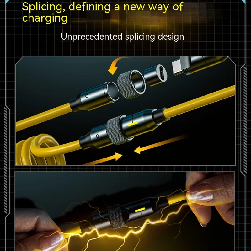 H2914P Cable de datos Aohi Spring Cables de carga rápida futuros Línea de carga rápida tipo C Líneas de datos portátiles Cables de compatibilidad con múltiples dispositivos - Imagen 2