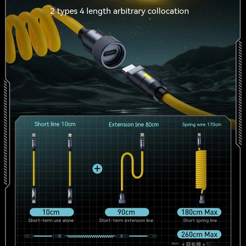 H2914P Cable de datos Aohi Spring Cables de carga rápida futuros Línea de carga rápida tipo C Líneas de datos portátiles Cables de compatibilidad con múltiples dispositivos - Imagen 3